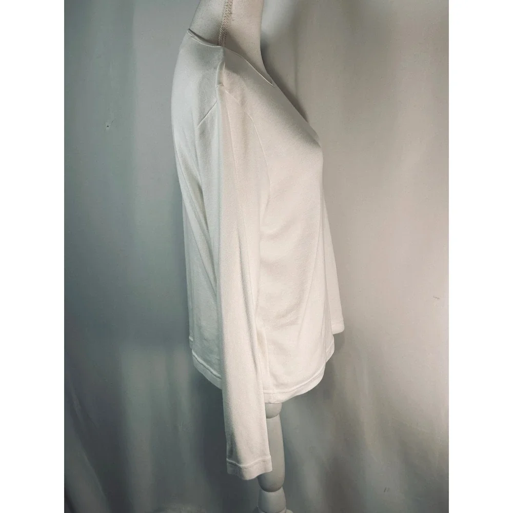 Carole Little Sport‎ Womens White Ribbed Long Sleeve USA Star Graphic Top Size L